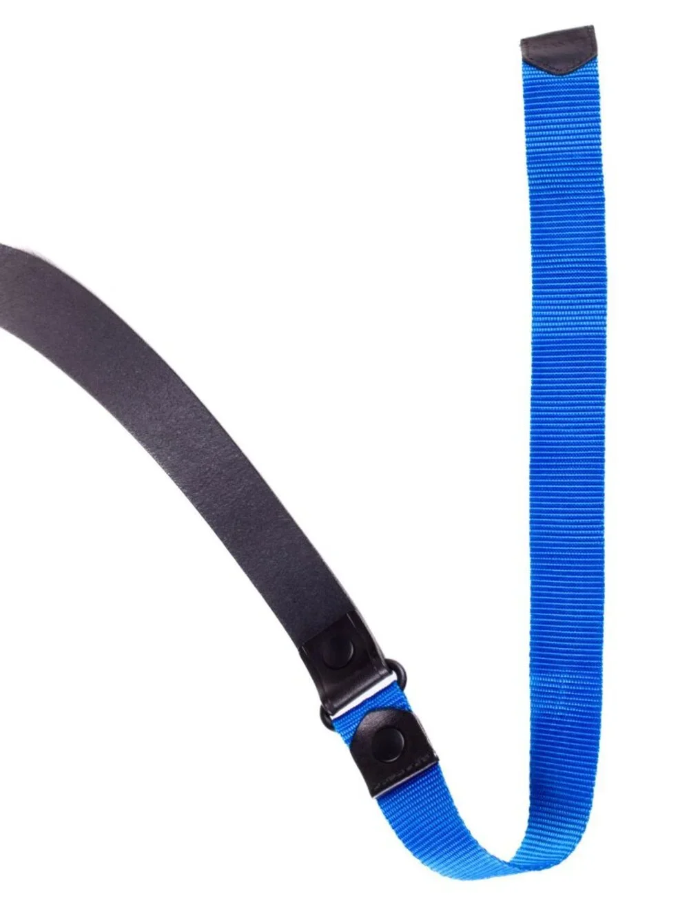 LANVIN Black Blue 2-Tone Nylon Leather Belt